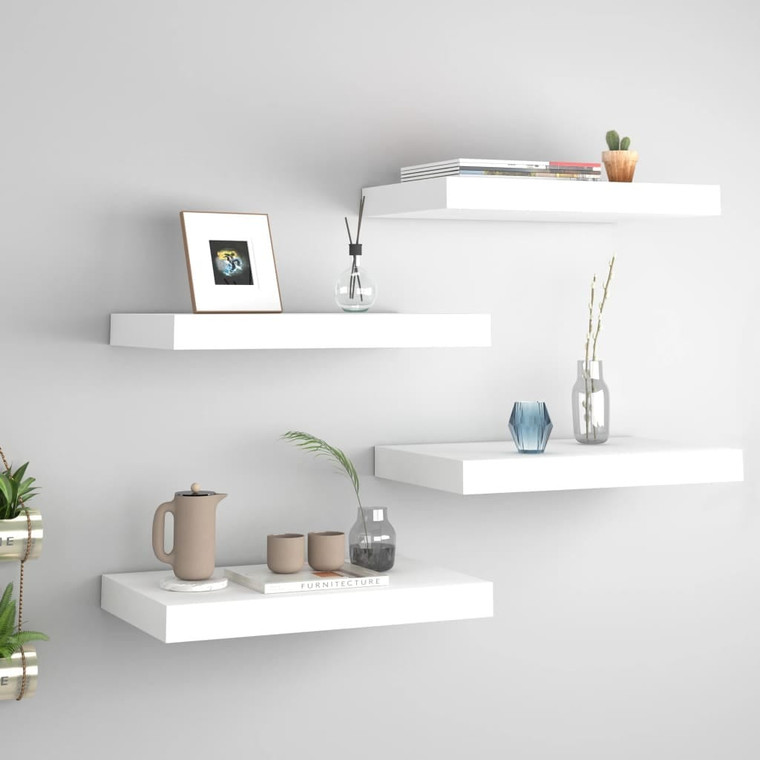  Floating Wall Shelves 4 pcs White 15.7"x9.1"x1.5" MDF A949-323807