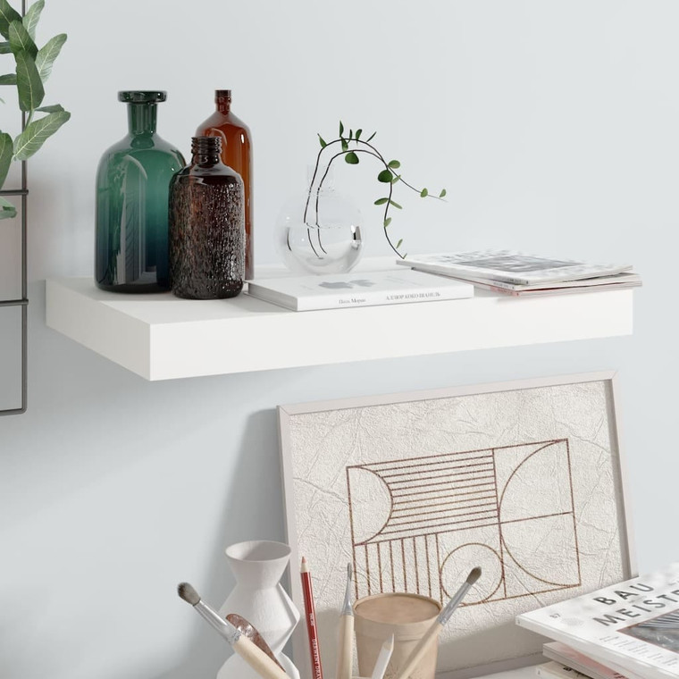  Floating Wall Shelf High Gloss White 15.7"x9.1"x1.5" MDF A949-323742
