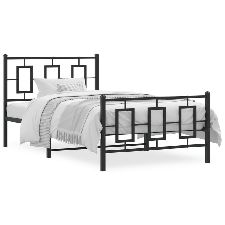  Metal Bed Frame without Mattress with Footboard Black 39.4"x78.7 A949-374254