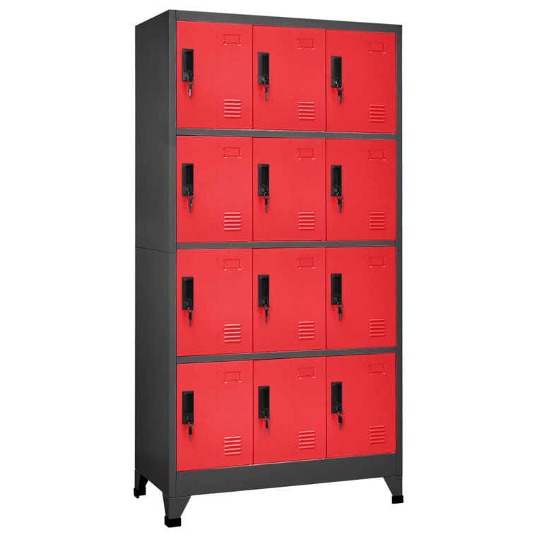  Locker Cabinet Anthracite and Red 35.4"x17.7"x70.9" Steel A949-339817