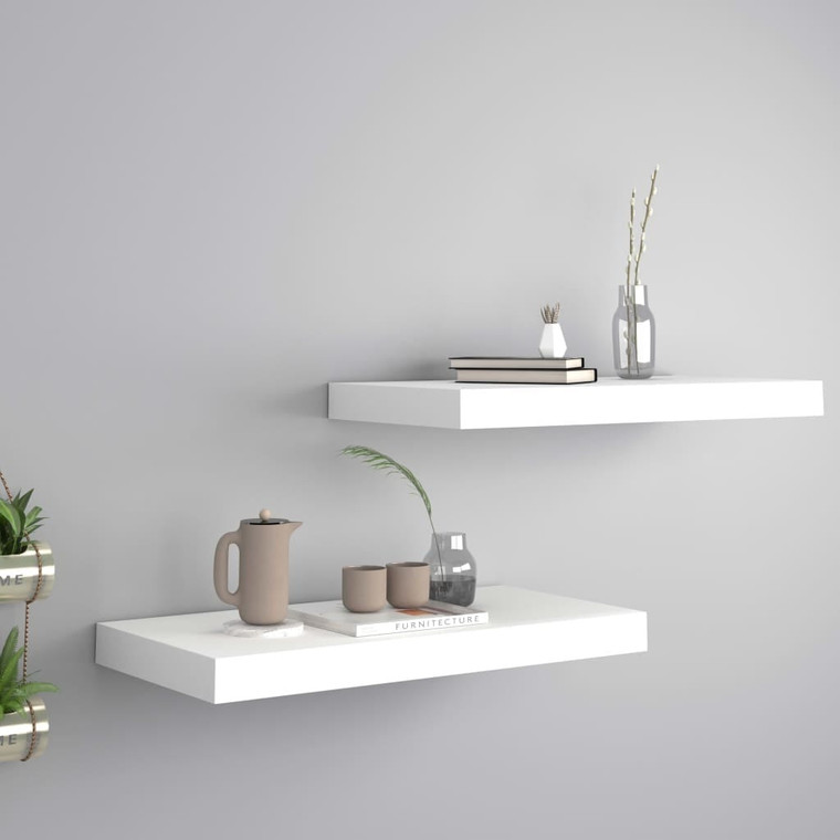  Floating Wall Shelves 2 pcs White 19.7"x9.1"x1.5" MDF A949-323809