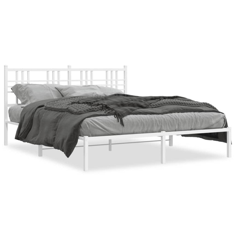  Metal Bed Frame without Mattress with Headboard White 59.1"x78.7 A949-376375