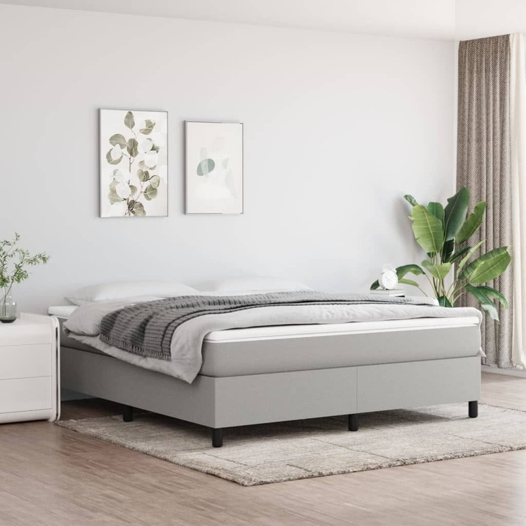  Box Spring Bed Frame Light Gray King Fabric (US Only) A949-3120906