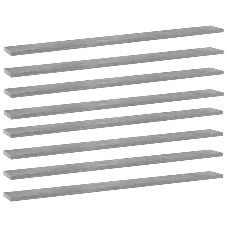  Bookshelf Boards 8 pcs Concrete Gray 39.4"x3.9"x0.6" Engineered Wood A949-805371