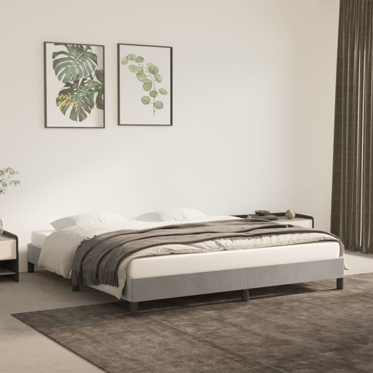  Bed Frame without Mattress Light Gray 76"x79.9" King Velvet A949-347012