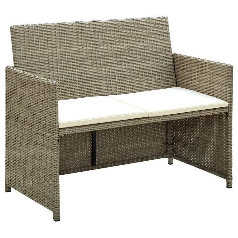  2 Seater Patio Sofa with Cushions Beige Poly Rattan A949-46396