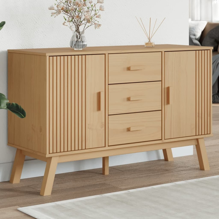  Sideboard OLDEN Brown 44.9"x16.9"x28.9" Solid Wood Pine A949-358597