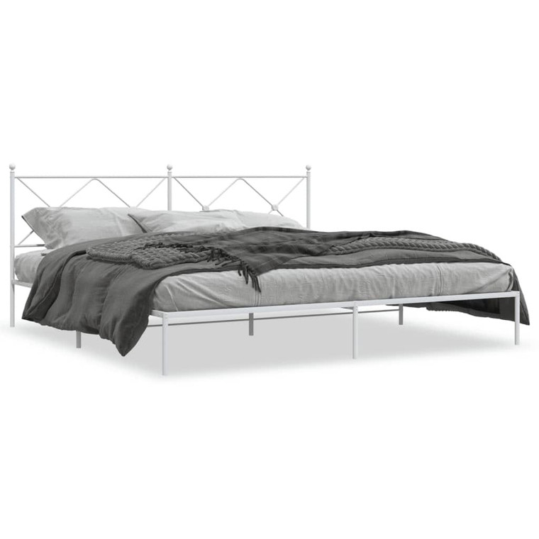  Metal Bed Frame without Mattress with Headboard White 76"x79.9 A949-376557