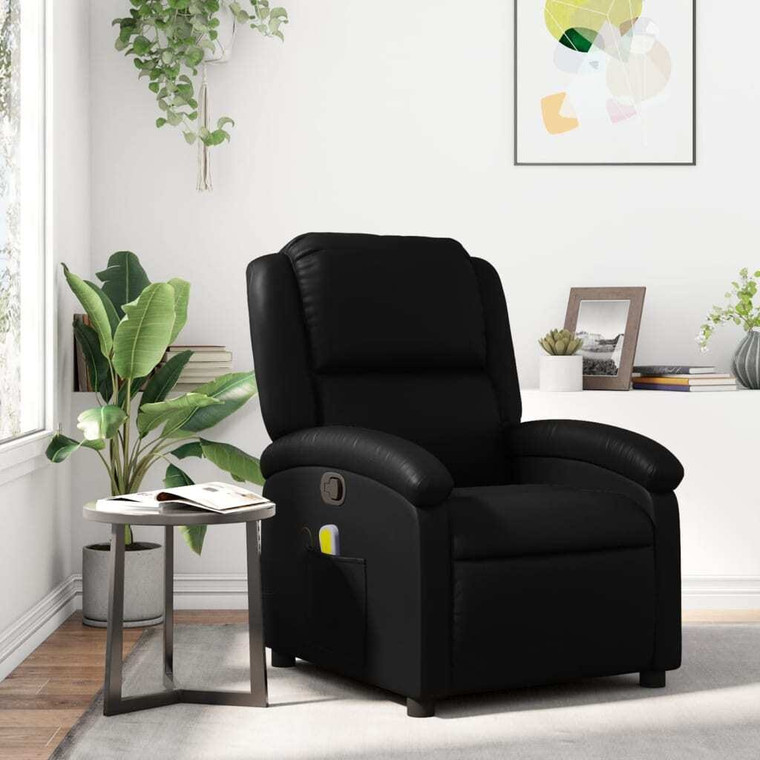 Massage Recliner Chair Black Faux Leather A949-371782