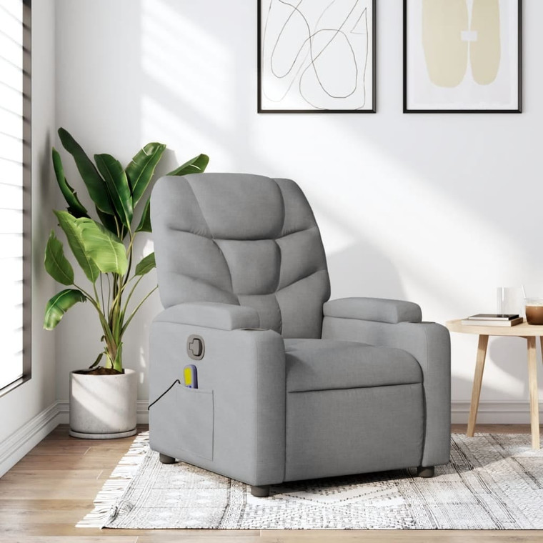  Massage Recliner Chair Light Grey Fabric A949-3206032