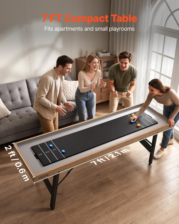 7 ft Shuffleboard Table, 2 in 1 Shuffleboard and Tabletop Curling Combo Game, Compact Shuffle Board E415-ZZKSHZ7YCBDD0NHY3001V0