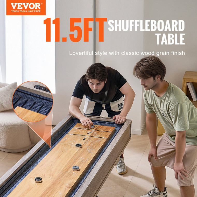 Shuffleboard Table, 11.5 ft Shuffleboard for Family Game Rooms, 2 in 1 Shuffleboard and Bowling Com E415-ZZKSHZ12YCBDV27OJV0
