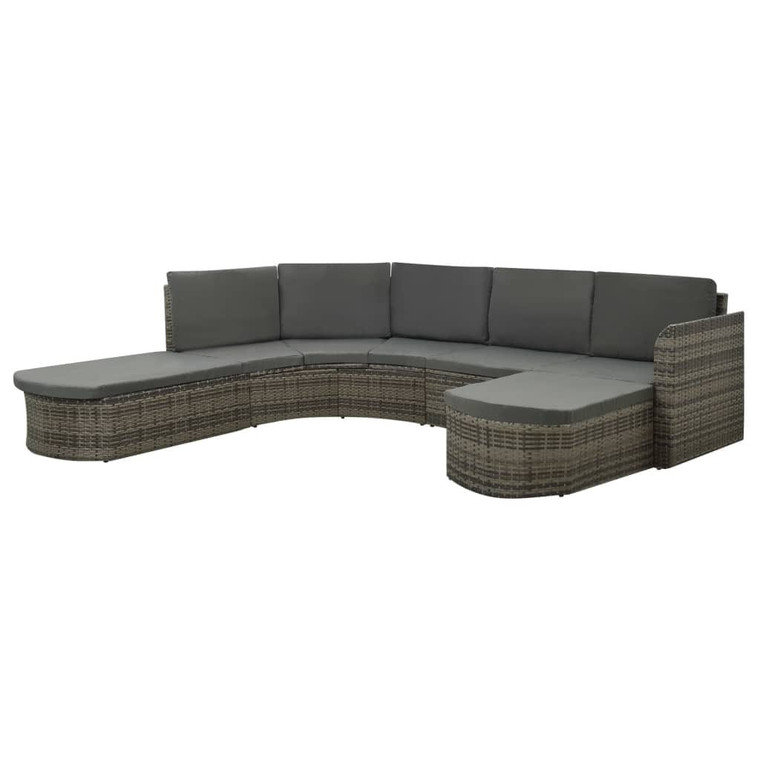 4 Piece Patio Lounge Set with Cushions Poly Rattan Gray A949-312176