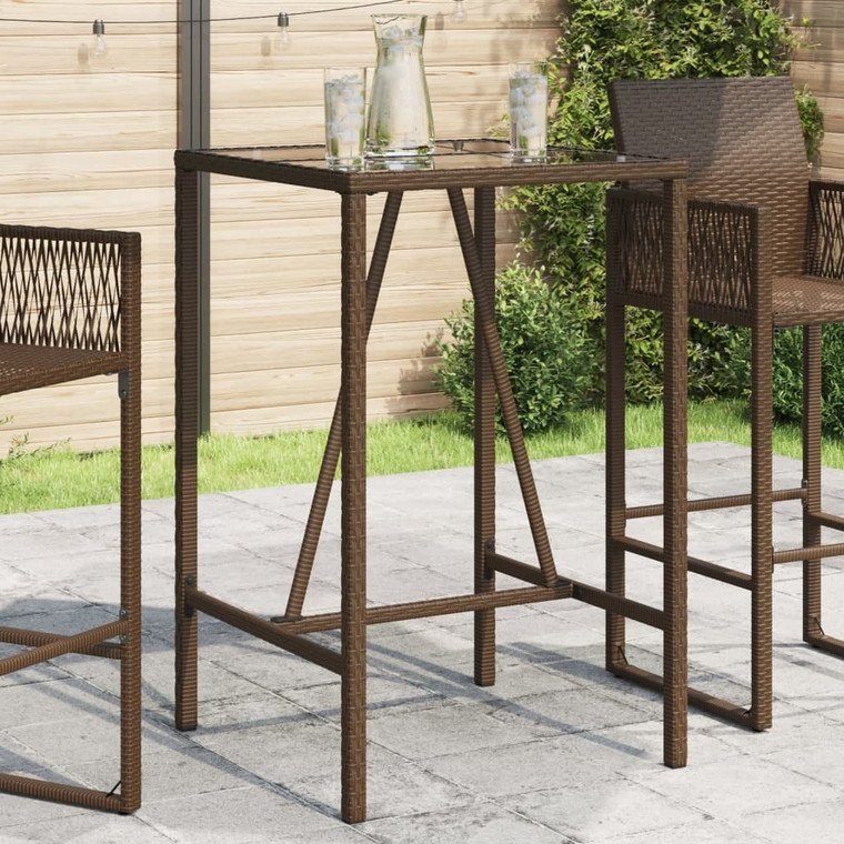 Outdoor Bar Table Brown 27.6"x27.6"x43.3" Poly Rattan A949-368694