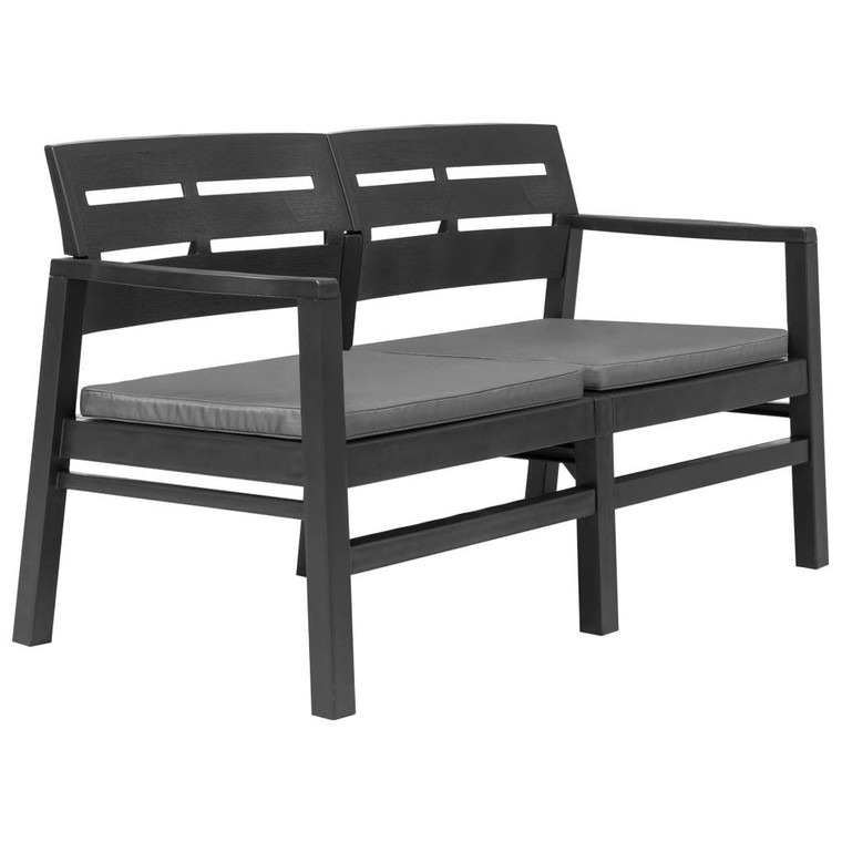 2-Seater Patio Bench with Cushions 52.4" Plastic Anthracite A949-45623