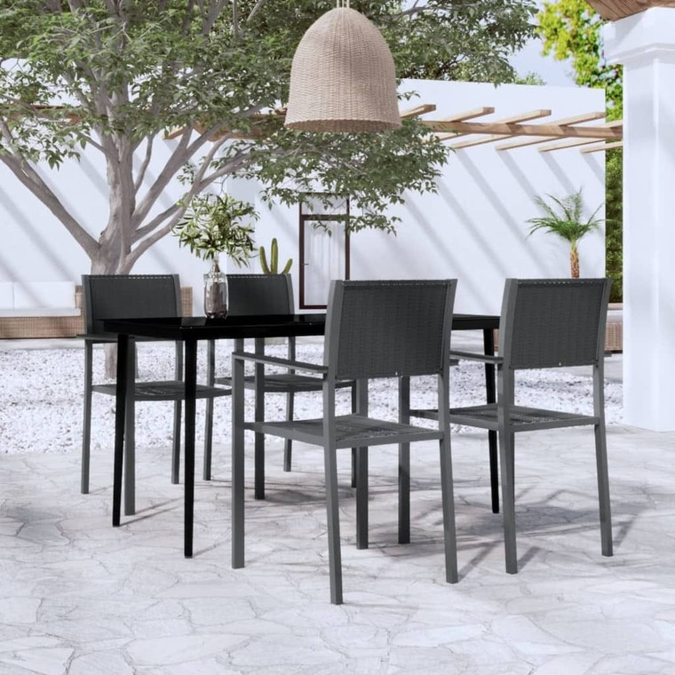 5 Piece Patio Dining Set Black A949-3099277