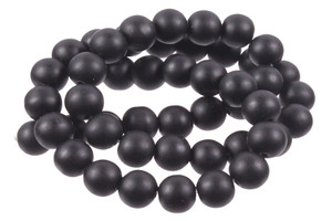 14mm Matte Black Onyx Round Beads 15.5" [14b65m]