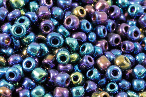 Seed bead 4mm 6/o 160pcs, Metallic Rainbow Blue [g604-4]