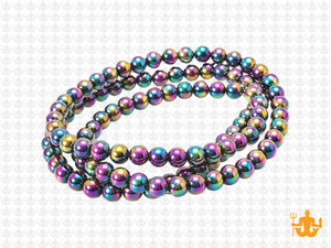 4mm Hematite Rainbow Round Beads 15.5" synthetic [4a21r]