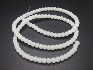 4mm Matte White Quartz Round Beads 15.5" [4a76m]