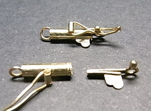 14Kt 585 Solid Gold 3x14mm Cylinder Clasp 1 Set [e2015]