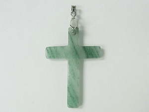 35x50mm Green Aventurine Cross Pendant [e1249]