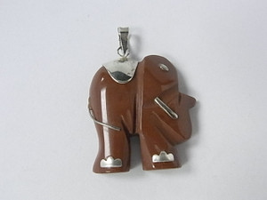 925 Sterling Silver Setting 25mm Lapis Howlite Elephant Pendant [e1613]