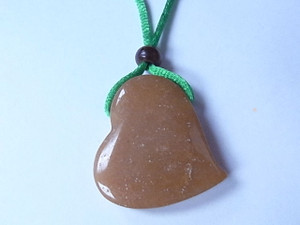 36mm Red Aventurine Heart With Cord Necklace 36" [e1521]