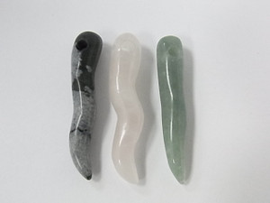 8x35mm Rose Quartz, Aventurine, Snowflake Lucky Horn (3mm Hole) 3pcs [e1478]