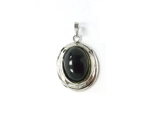 925 Sterling Silver 16x22mm Black Onyx Pendant [e1155]