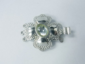 925 Sterling Silver 25mm Faceted Peridot 3 To 5 Row Clasp [e1266]