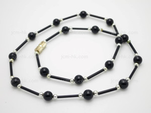6mm Black Onyx Necklace 17" [e3047]