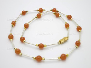 7mm Red Aventurine Necklace 18" [e3054]