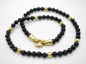 6mm Black Onyx Necklace 18" & 14k Gold Plated Clasp [e3058]