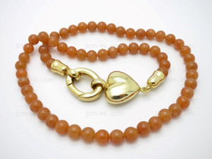 6mm Red Aventurine Necklace 18" & 14k Gold Plated Clasp [e3063]