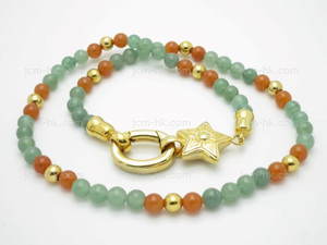 6mm Red Aventurine + Aventurine Necklace 18" [e3117]