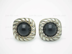 22mm Black Onyx Earring With 925 Sterling Silver Setting [e3260]