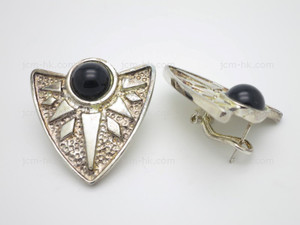 30x30mm Black Onyx Earring With 925 Sterling Silver Setting [e3213]