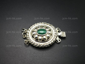 22x35mm Malachite 925 Sterling Silver 3-lines Clasp [e3254]