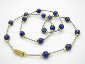 6mm Denim Lapis Necklace 18" [e3177]