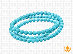 4mm Blue Turquoise Round Beads 15.5" stabilized [4d24]