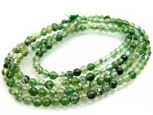 4mm Moss Agate Round Beads 15.5" natural [4d3]