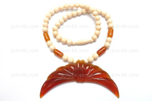 90x28mm Amber Horn & Buffalo Bone Necklace 18" [z5146]
