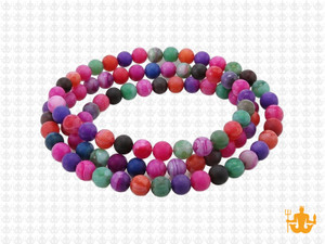 4mm Matte Mix Banded Agate Round Beads 15.5" dyed [4f29m]