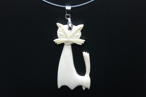 28x55mm Buffalo Bone Cat Designer Bead Pendant [z5435]