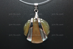 30x30mm Buffalo Bone Designer Bead Pendant with 925 Silver Setting [z5491]