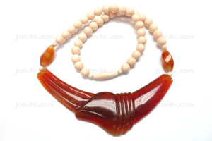 14x7mm-25x12mm Amber Horn & Buffalo Bone Necklace 18" [z7479]