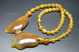 70x55mm Amber Horn Beads Necklace 18" [z5284]