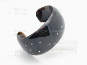 25mm Free Size Amber Horn Bangle & 925 Sterling Silver [z7901]