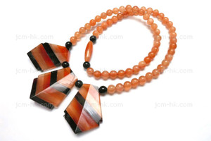 28x25mm Amber & Buffalo Horn Necklace 18" [z7569]